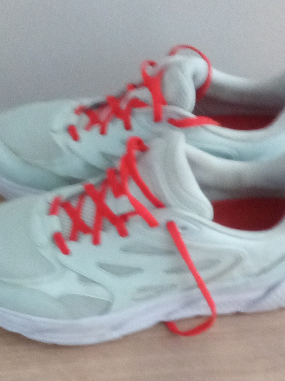 Men's White Athletic Sneakers with Bright Coral Laces